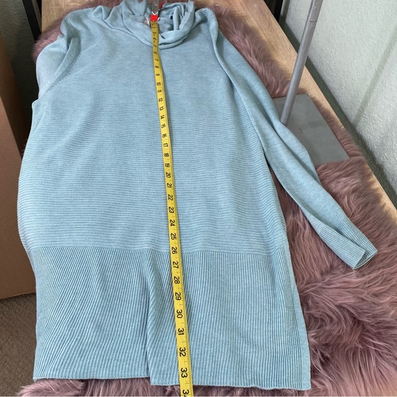 Adrienne Vittadini Blue Cowl Neck long Tunic length Sweater long sleeve - Picture 13 of 15